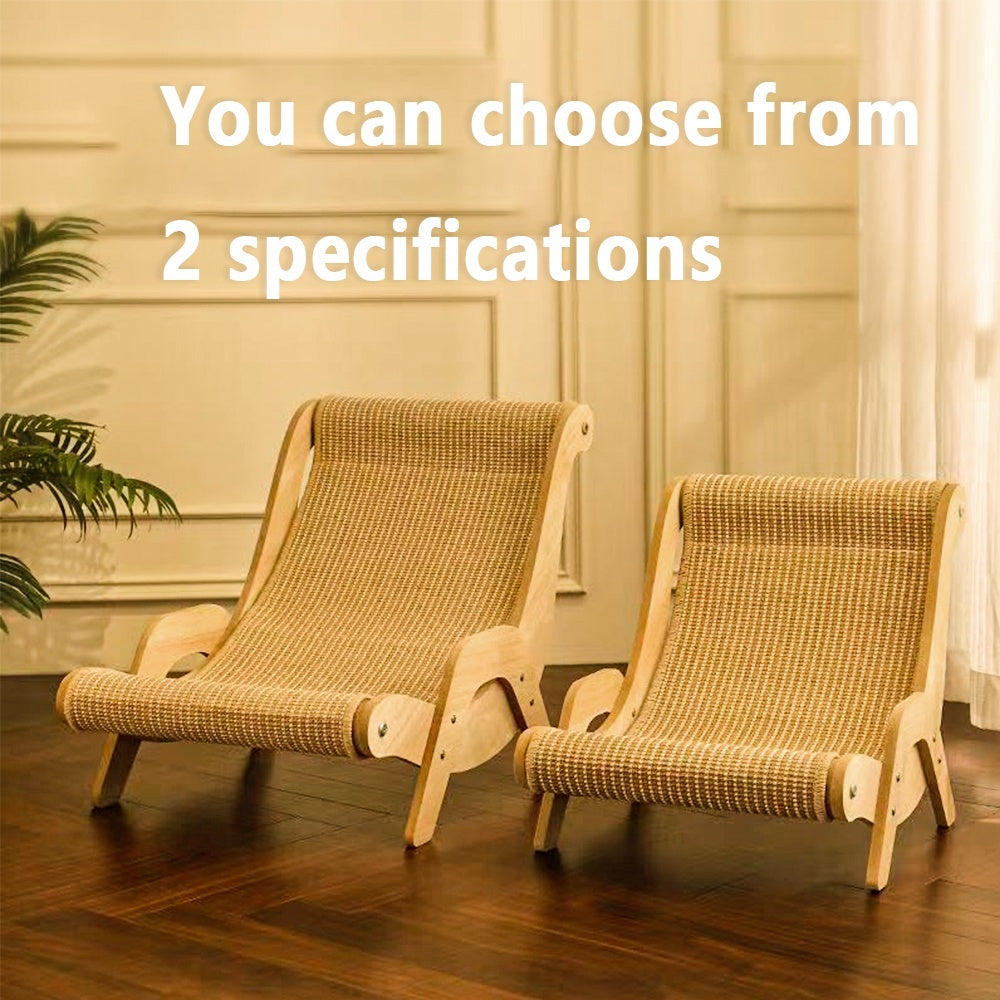 Natural Wood Durable Sisal Cat Hammock With Scratching Board - Multifunctional Indoor Cat Furniture, Ergonomic Lounger For Rest And Play, Scratch-Resistant And Wear-Resistant