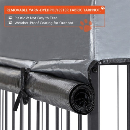 Large Dog Kennel Outdoor Pet Pens Dogs Run Enclosure Animal Hutch Metal Coop Fence With Roof Cover 6.6L X 6.6W X 6.4H