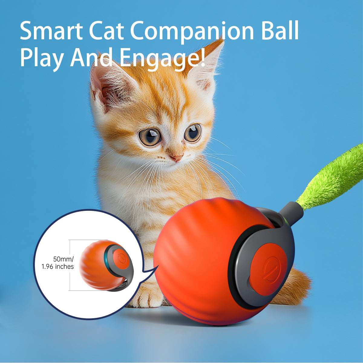 New! Smart Interactive Cat Ball,Type-C Rechargeable Interactive Cats Toy,Automatic Cat Teaser Toy,Pet Supplies,New Year Gift