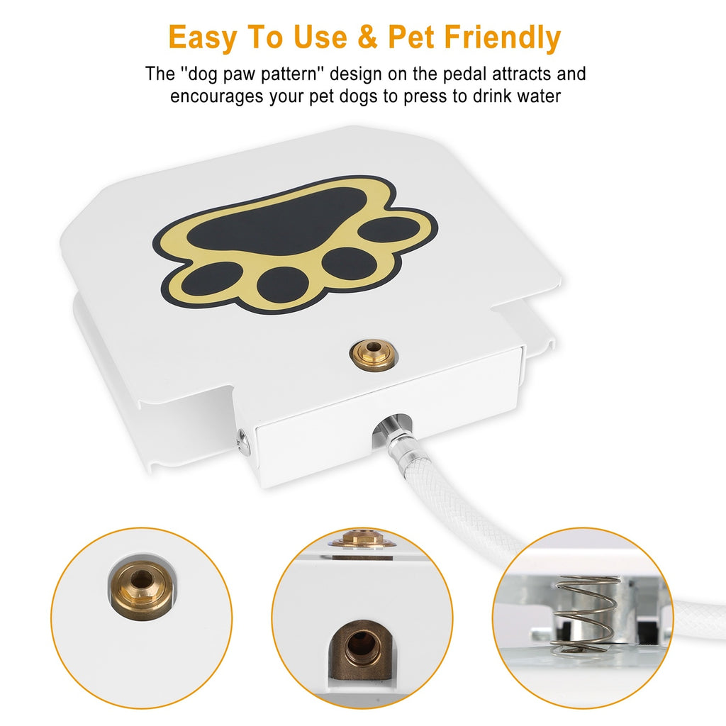 Dog Water Fountain Outdoor Dog Pet Water Dispenser Step-on Activated Sprinkler With Interactive Paw Pedal Valve For Drinking Water