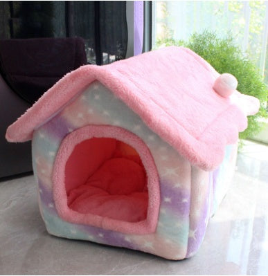 Foldable Dog Villa Bed Warm Enclosed Cave