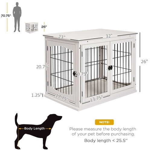Small Kennel End Table With Two Open Sides And Lockable Door