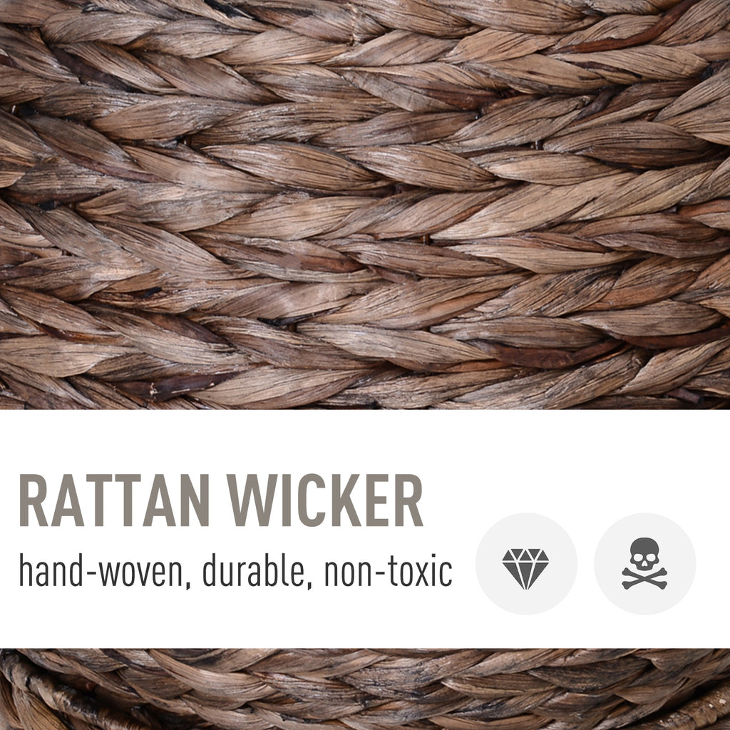 Handmade Wicker Elevated Cat Bed With Cushion Dark Brown For Kittens