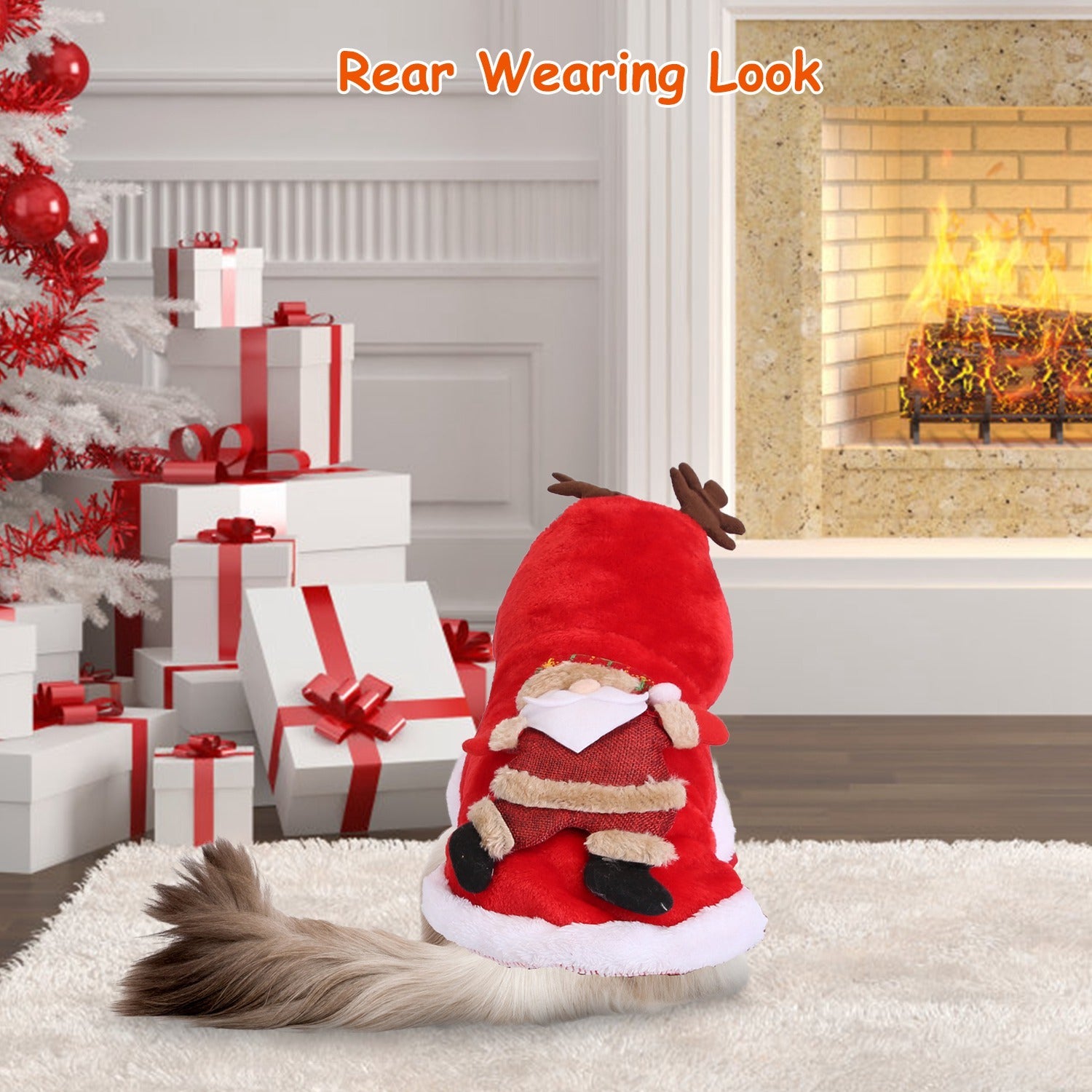 Pet Christmas Clothes Santa Claus Reindeer Antlers Costume Winter Outfit New Year Coat For Small Medium Dogs Cats