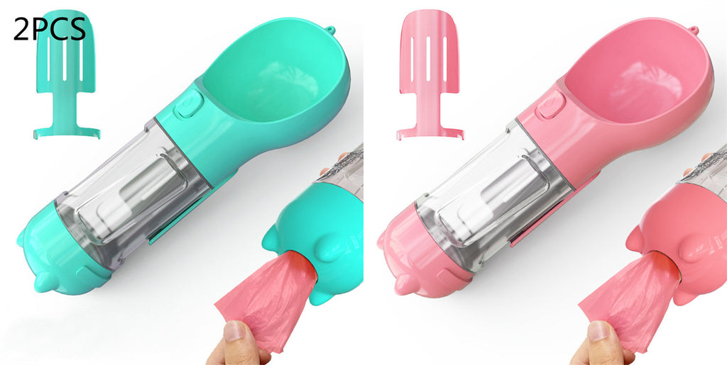 3 in 1 Dog Water Bottle - Feeder Bowl - Bag Storage