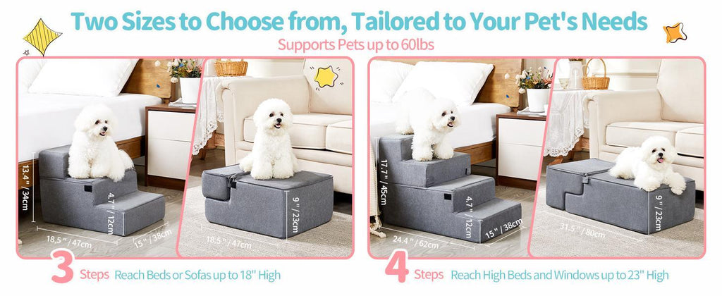 Four-step Dog Bed Indoor Non-slip Balance Pet Ramp Gray