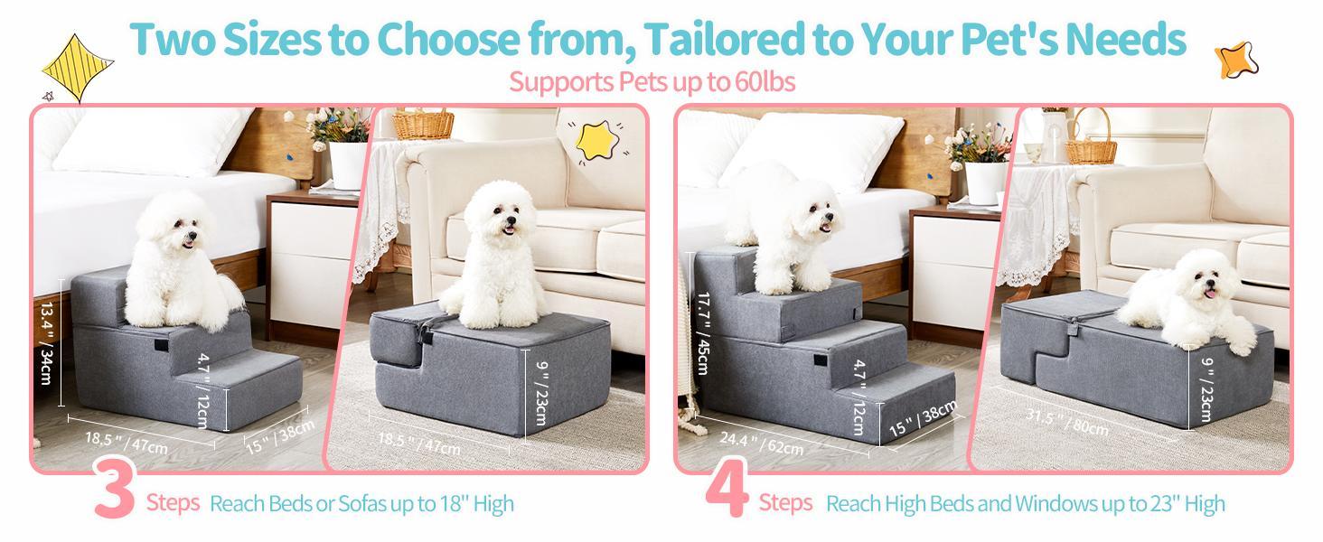 Four-step Dog Bed Indoor Non-slip Balance Pet Ramp Gray