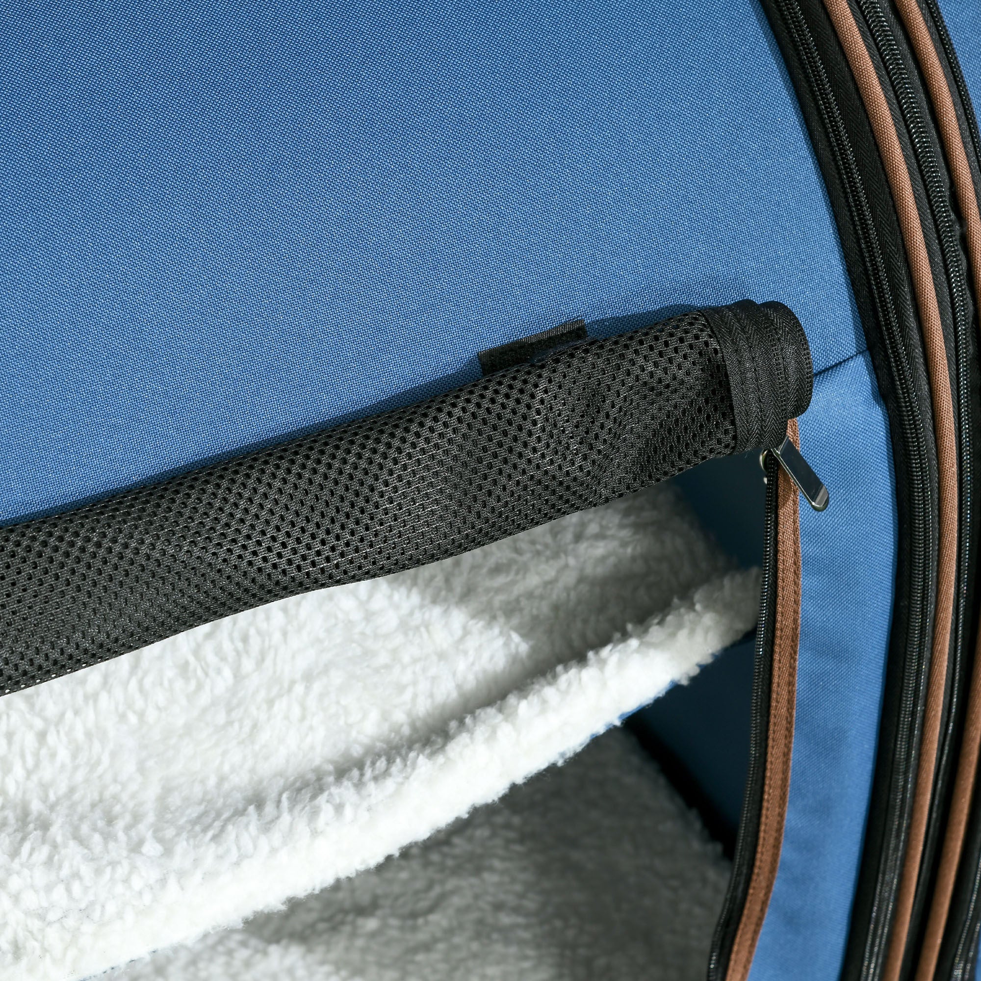 Portable Twin Compartment Show House Cat Cage 39  Soft-Sided Pet Kennel With Soft Cushions  Storage Bag Blue