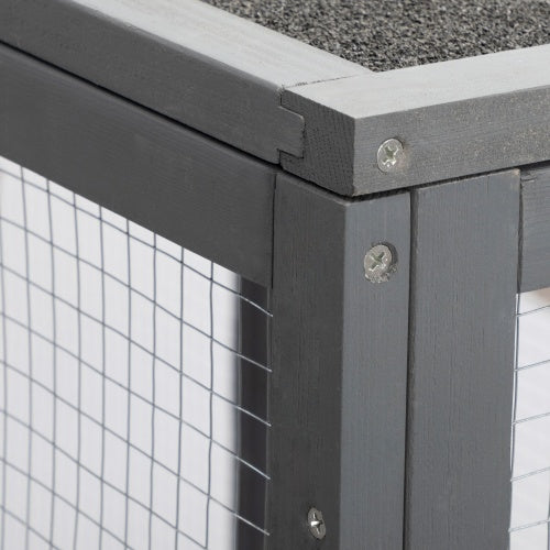 Spacious Wooden Cat Cage With Waterproof Roof For Adjustable Pedals - Gray-black