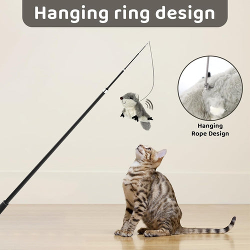 Cat Catnip Toy Touch Activated Flapping Squirrel, Rechargeable Kicker Plush Toy