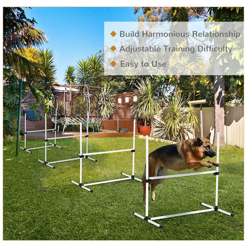 4-piece Dog Agility Training Equipment with Height-Adjustable Jumping Poles