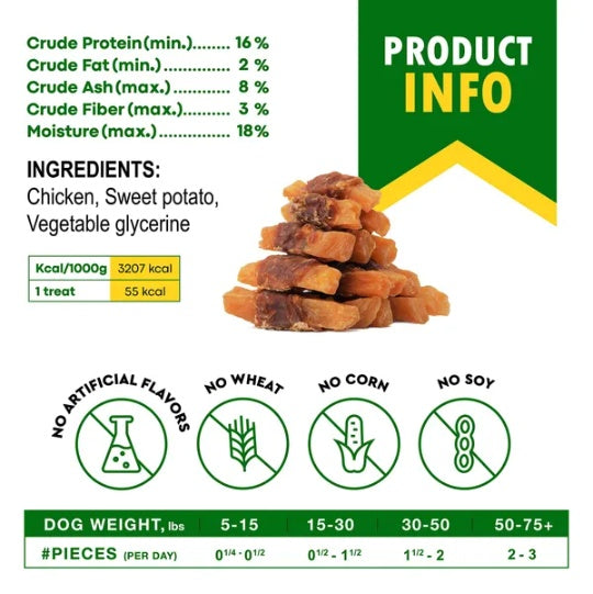 Dog Sweet Potato Wrapped With Chicken, Grain Free Organic Meat Human Grade Dried Snacks In Bulk