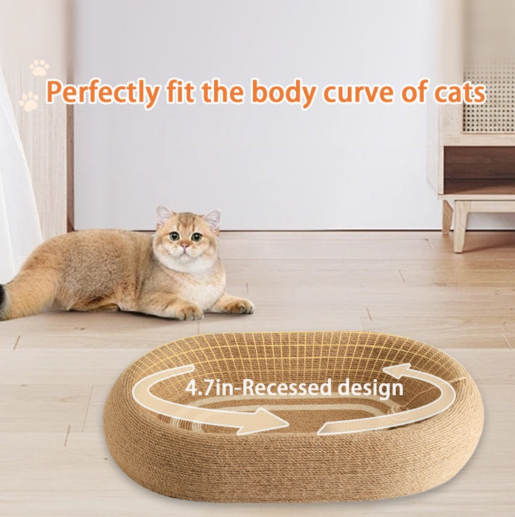 Large Space Sisal Cat Scratching Board Cat Bed, One-piece Enlarged And Widened Wear-resistant And Non-chipping Cat Scratching Basin With Cat Ball Toy, Concave Design Cat Bed For Scratching And Sleepin