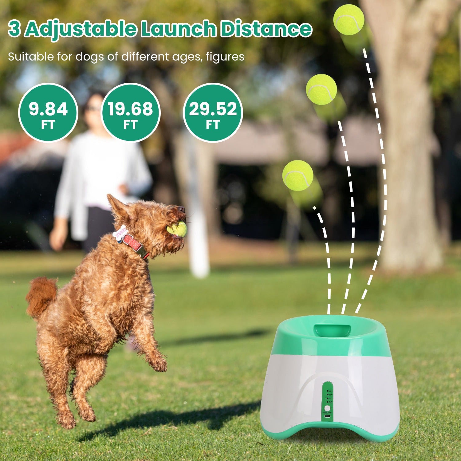 Automatic Dog Ball Launcher with Adjustable Distance (only ships inside USA)
