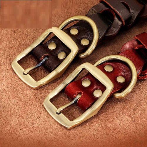 Braided Leather Dog Collar for Midium or Large Dog