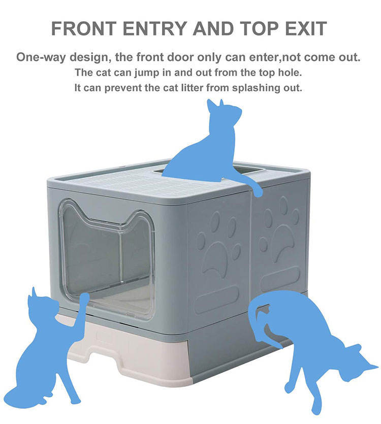 Cat Litter Box Front Entry Enclosed Extra Large Litter Box With Litter Catching Lid And Scoop For Big Cats Kitty