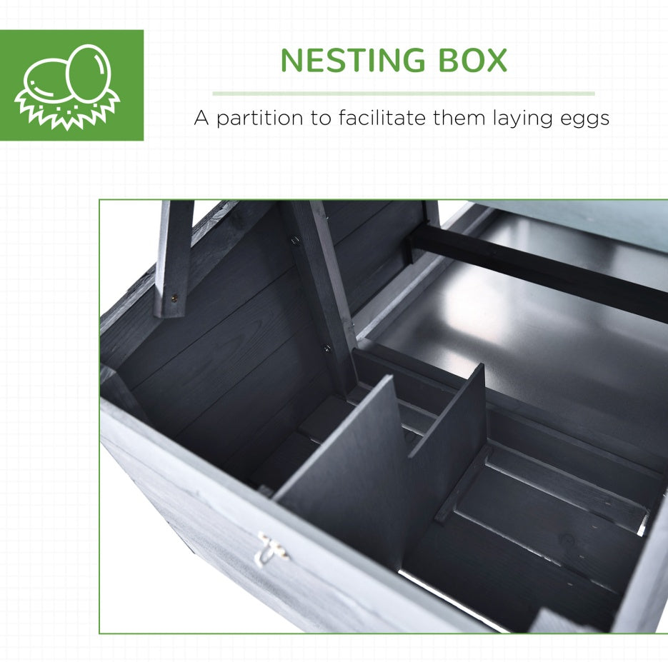 Chicken Coop Kit 59 Outdoor Solid Wood Enclosed House Ventilation Gray