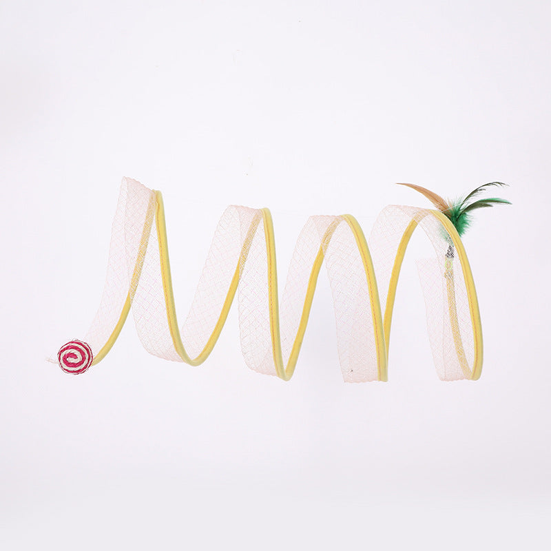 Collapsable Spiral Cat Play Tunnel - Mouse Ball Feather