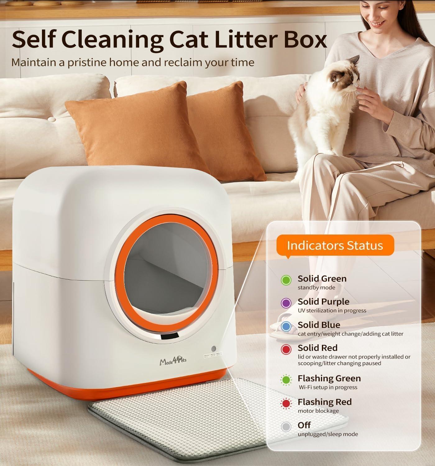 60L Automatic Cat Litter Box - Smart App Control, Deodorizing, Infrared Sensor
