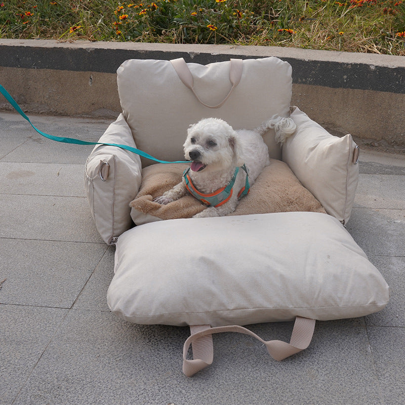 Linen Car Safety Front or Back Seat Dog Bed