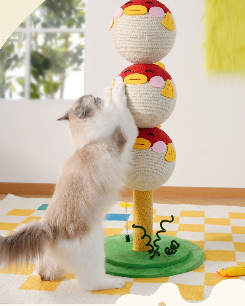 Cute Puffer Fish-shaped Cat Climbing Frame, Three-tier Climbing Tower With Base, Indoor Cat Scratching Post Climbing Frame With Vertical Claw Interactive Cat Toy, Suitable For Cats Of All Sizes