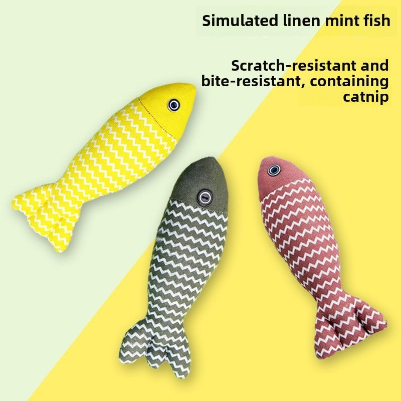 Pet Mint Fish Toy - Three Colors Are Randomly Issued, Pet Mint Fish Toys, Suitable For Cats Of All Ages