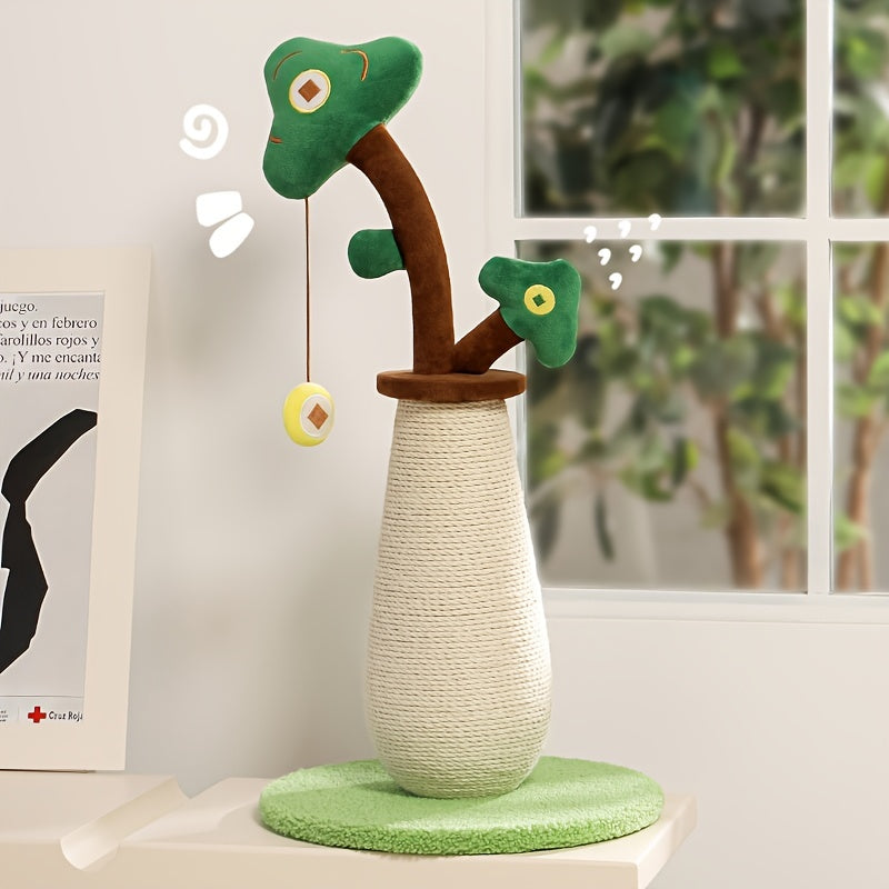 Vertical Money Tree Cat Scratching Pole, Sisal Wear-Resistant Cat Scratching Column, Interactive Ball Track Spring Ball Cat Toy, Durable And Cute Sisal Cat Scratching Pole