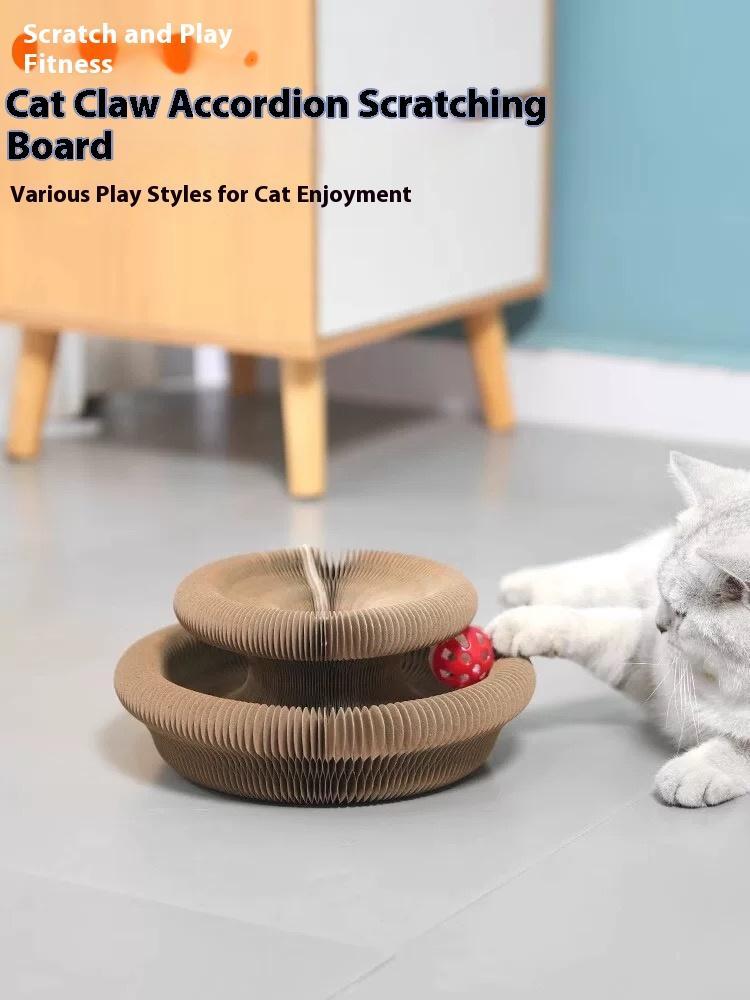 Cat Curl Scratching Board Magic Organ Cat Toy Recyclable Corrugated Cardboard Scratch-Resistant And Wear-Resistant Foldable Wood Grain Interactive Cat Scratching Toy