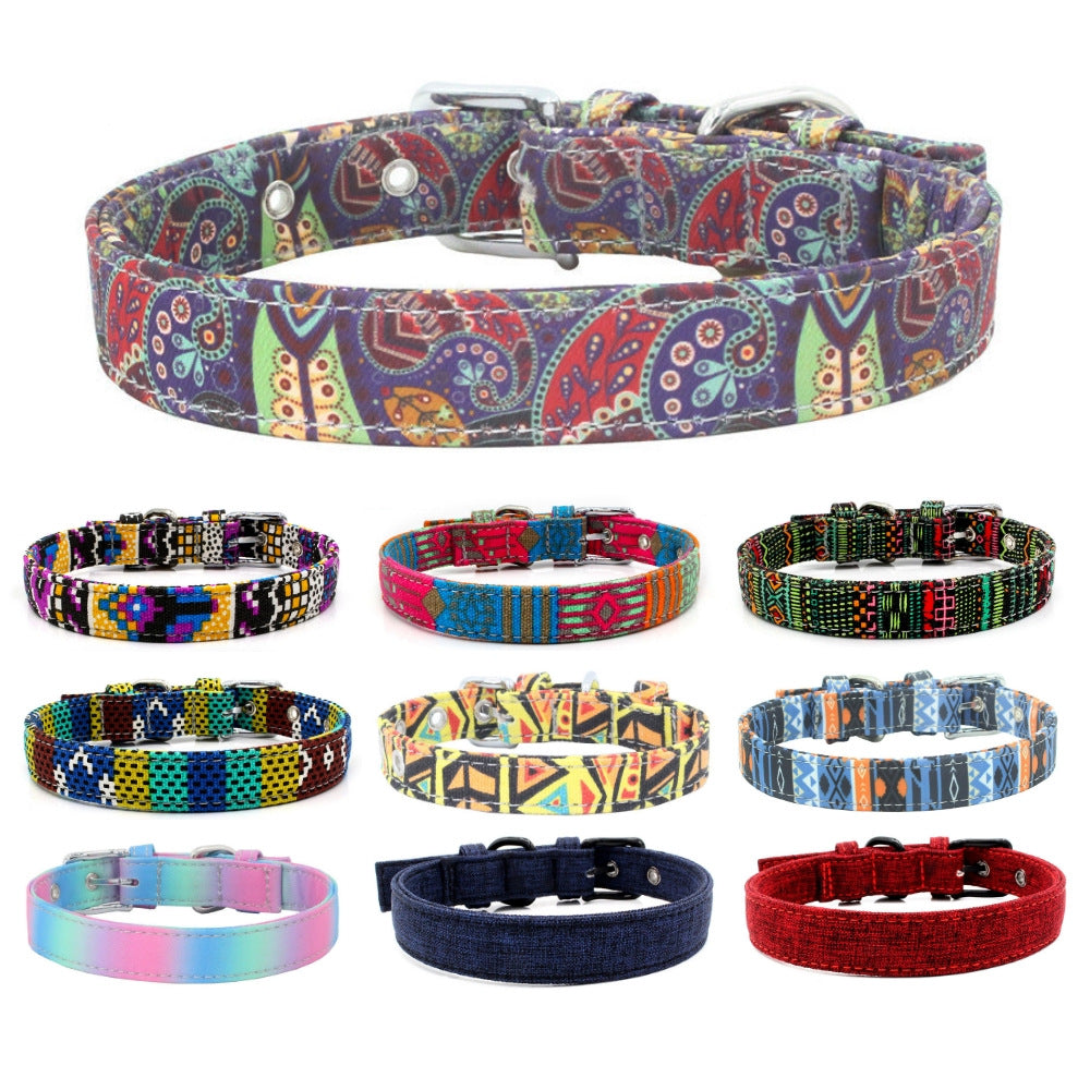 Pet Collar Double Layer Colorful Fabric Dog Collar