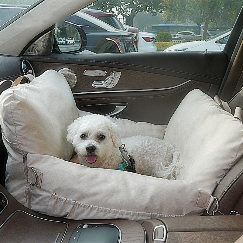 Linen Car Safety Front or Back Seat Dog Bed
