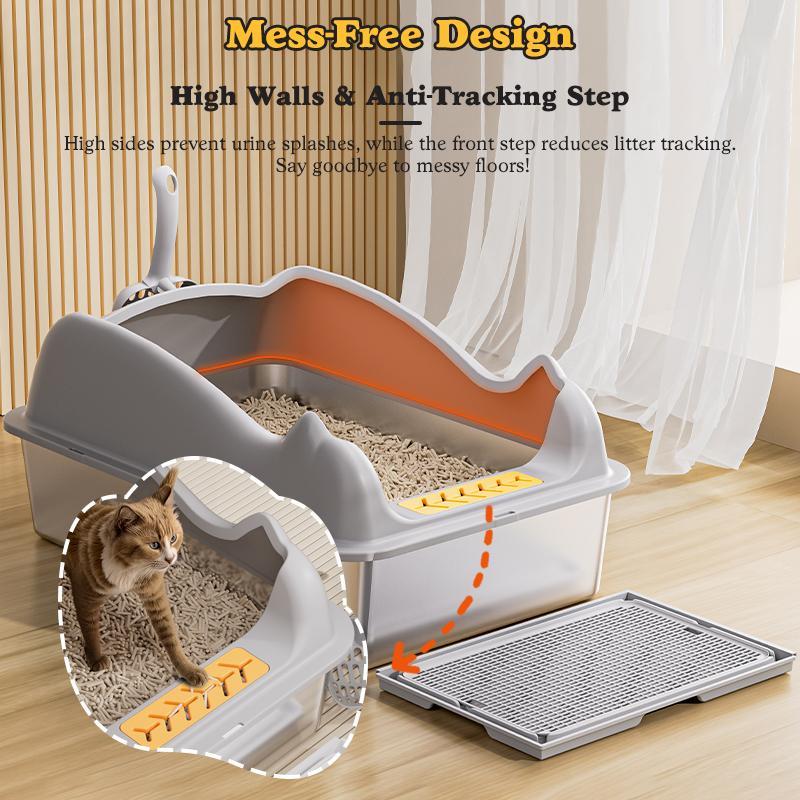 Large Stainless Steel Cat Litter Box