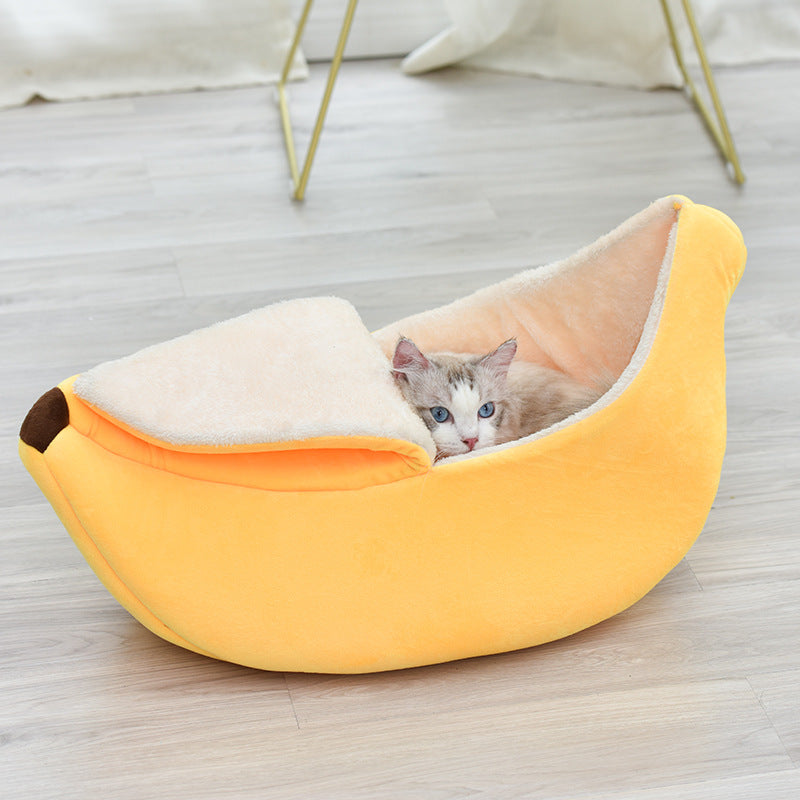 Four Seasons Universal Banana Dog's Nest - Removable And Washable Round Long Hair Cats Nest