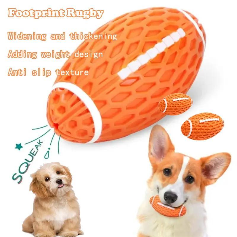 Dog Rubber Chew-resistant Interactive Squeaky Football Toy