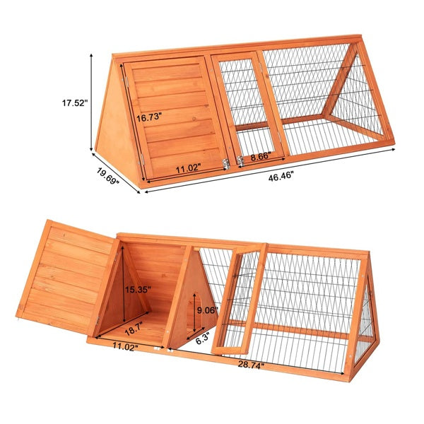 Small Chicken Coop Outdoor A-Frame Quail Cage With 2 Door & Run Cage Wooden Triangle Quail Hutch With Ventilating Wire Poultry Hutch For Small Animal Indoor,Outdoor Use