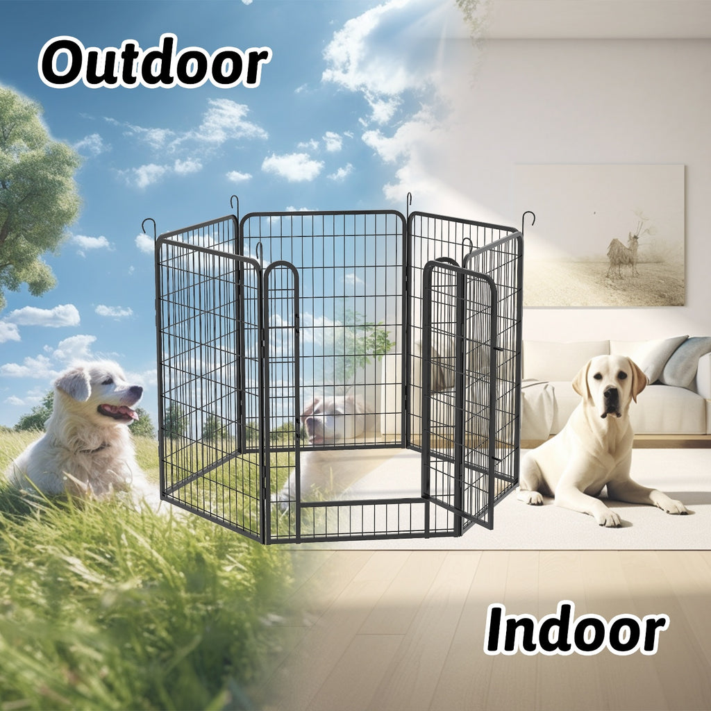 6 Panels Heavy Duty Metal Playpen With Door 39.37 H Dog Fence Pet Exercise Pen For Outdoor, Indoor