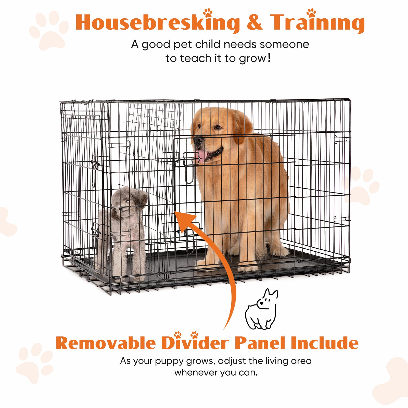 36' 42'  48' Dog Cage With Two Doors, Heavy Duty Dog Crate Cage