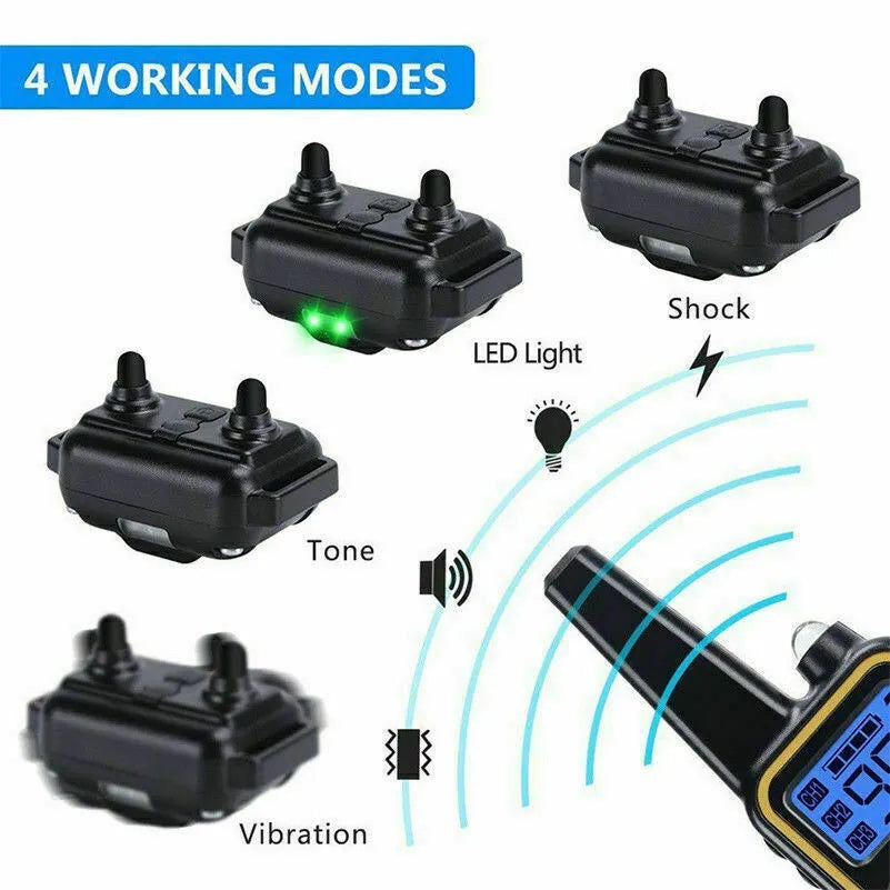3000 FT Dog Training USB Collar Rechargeable Remote Shock PET Waterproof Trainer