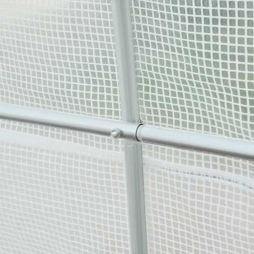 Outsunny 15 X 7 X 7 Walk-In Tunnel Greenhouse, Large Garden Hot House Kit With 6 Roll-up Windows & Roll Up Door, Steel Frame, White