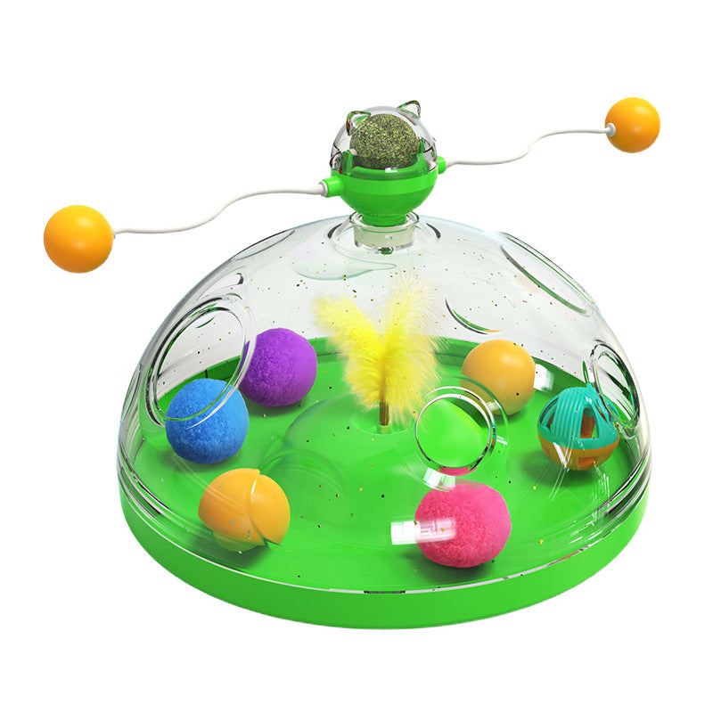 Interactive Turnable Cat Toy with Catnip Ball Pinwheel