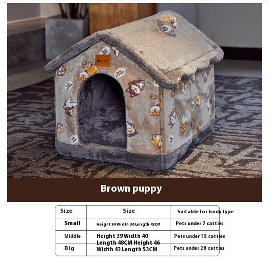 Foldable Dog Villa Bed Warm Enclosed Cave