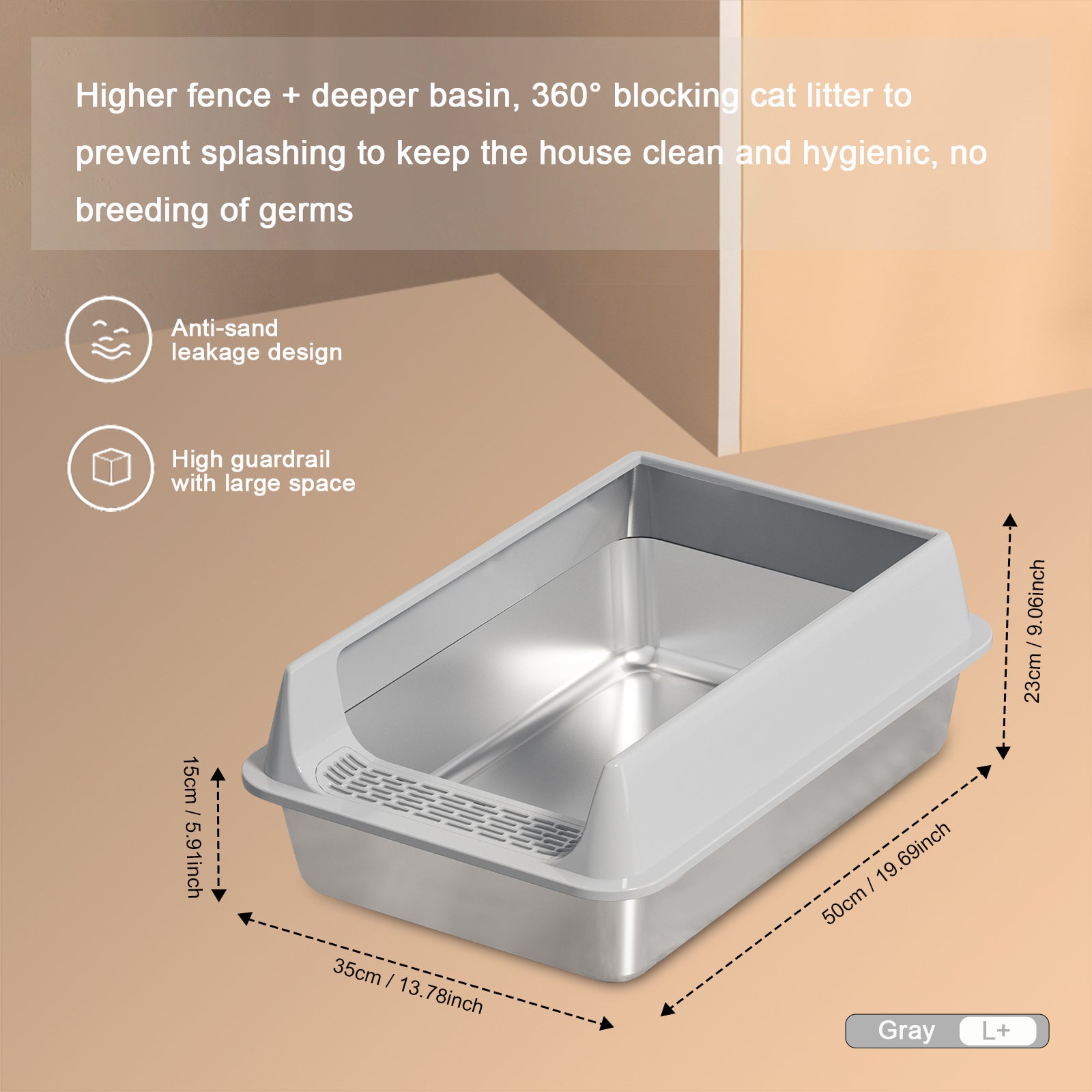 Stainless Steel Litter Box Semi-enclosed (only ship inside USA)