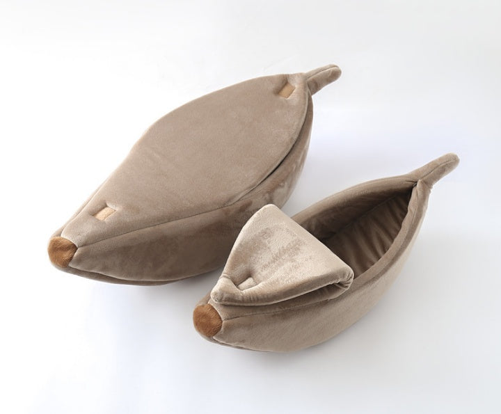 Banana Shape Pet Bed - Warm Nest for Dogs & Cat