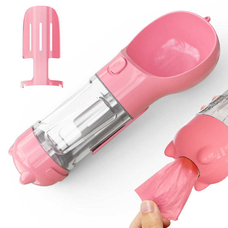 3 in 1 Dog Water Bottle - Feeder Bowl - Bag Storage