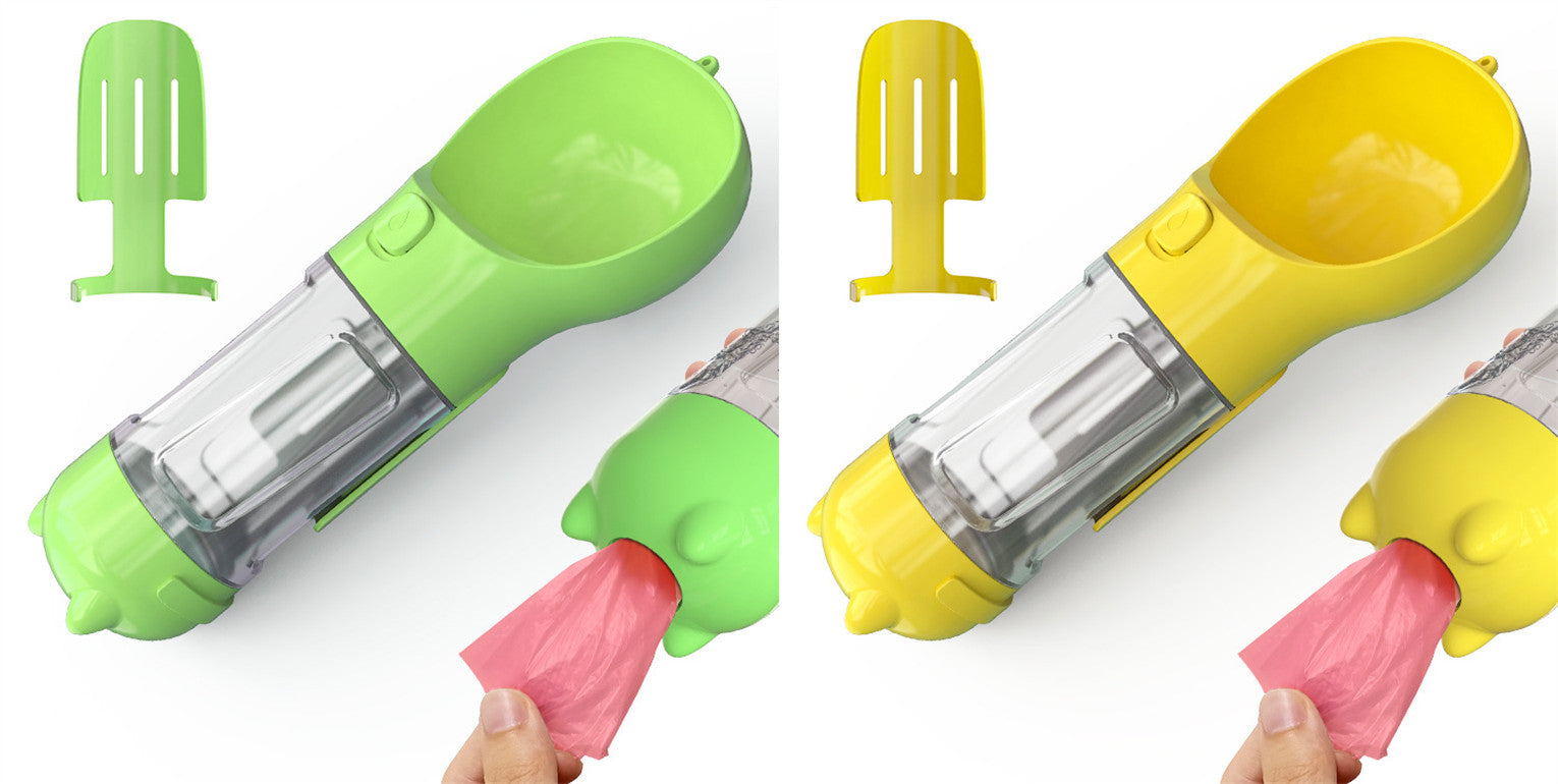 3 in 1 Dog Water Bottle - Feeder Bowl - Bag Storage