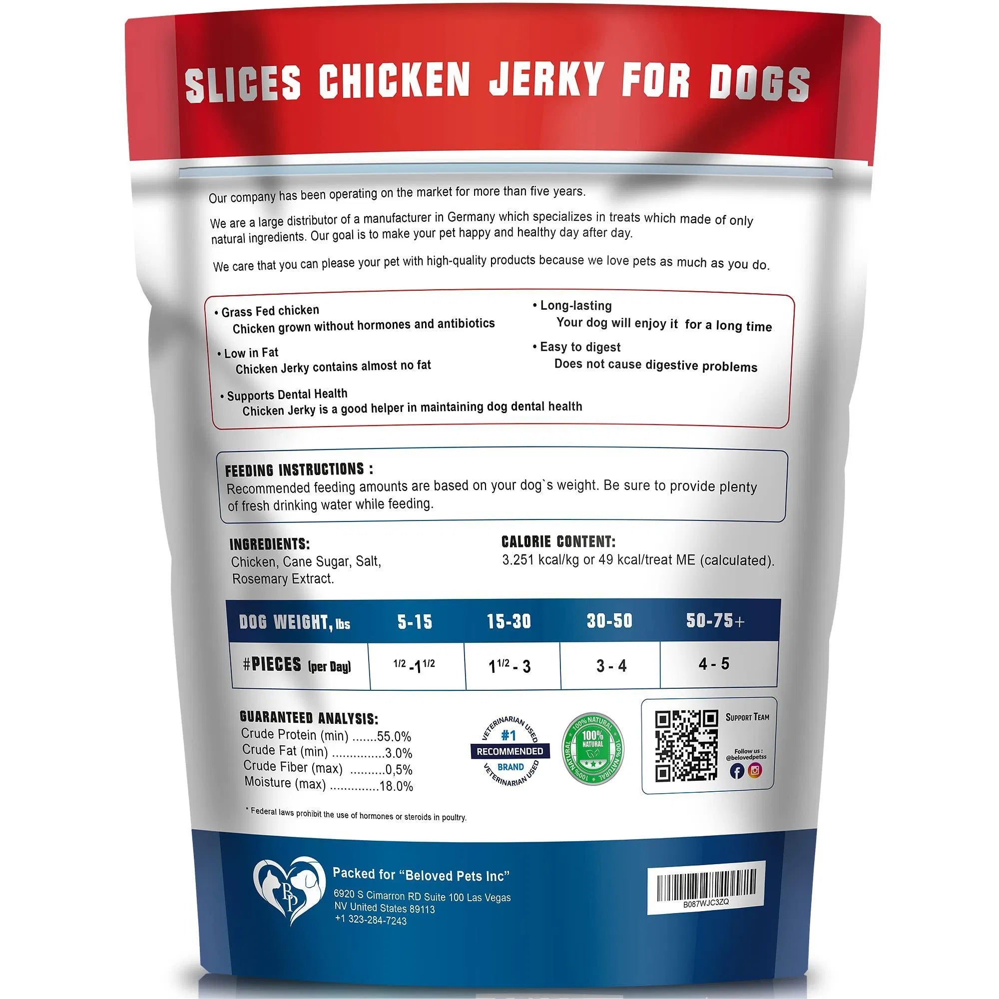 Dog Treats Chicken Jerky 1.5 Lb Human Grade, Grain Free Organic Meat High Protein Dried Strips Best Chews For Dogs