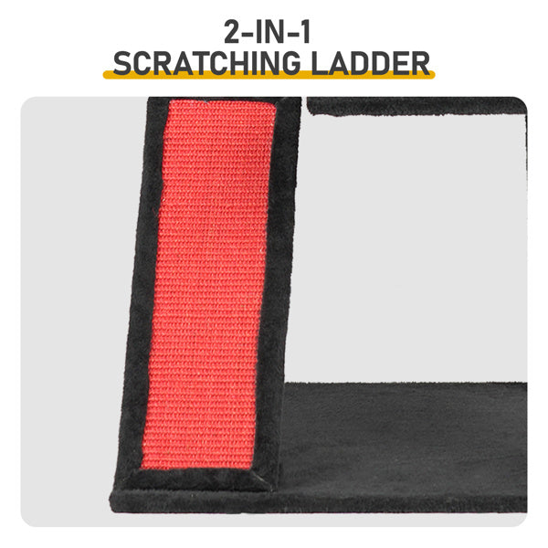 Gothic Cat Tree, Halloween Cat Tower Cat Tree With Spacious Cat Condo, Brach Shaped Scratching Post, Scratching Ladder, Spider Toy For Indoor Cats, Red & Black