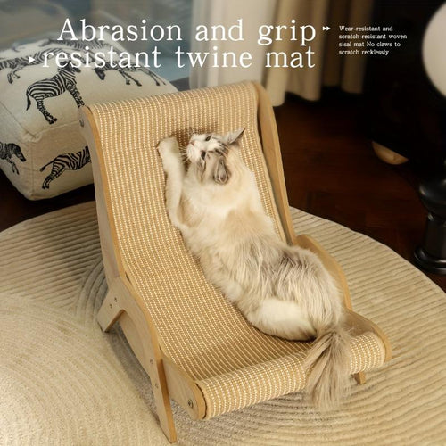 2-in-1 Cat Hammock And Scratching Post Durable Linen Rope Pet Rest Chair