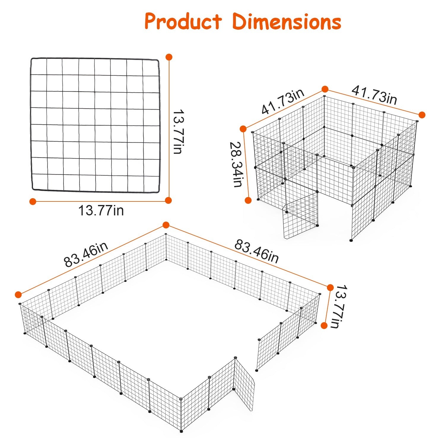 1Pc Small Animal Playpen With Door Dog Metal Playpen Small Medium Kitten Puppy Guinea Pig Rabbit Kennel Small Animal Cage Metal Wire Fence For Indoor Outdoor Yard Camping