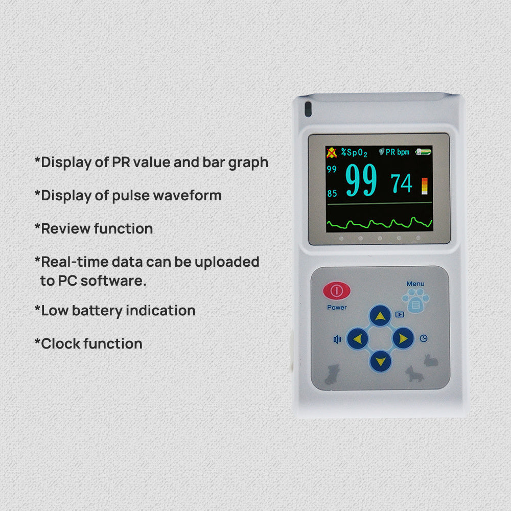 Veterinary Color Display CMS60D-VET Pulse Oximeter Spo2 Probe PR VET Monitor