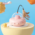 Smart Teaser Cat Toy - Electric UFO Cat Teaser Stick With Bell - Replaceable Feather